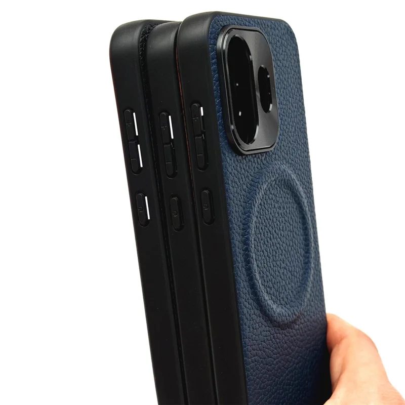 For OnePlus 15T 5G Magnetic Case Litchi Texture PU Leather Coated PC + TPU Protective Phone Cover - Black