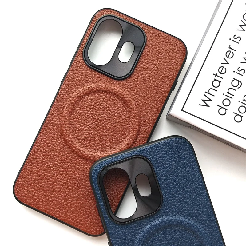 For OnePlus 15T 5G Magnetic Case Litchi Texture PU Leather Coated PC + TPU Protective Phone Cover - Black