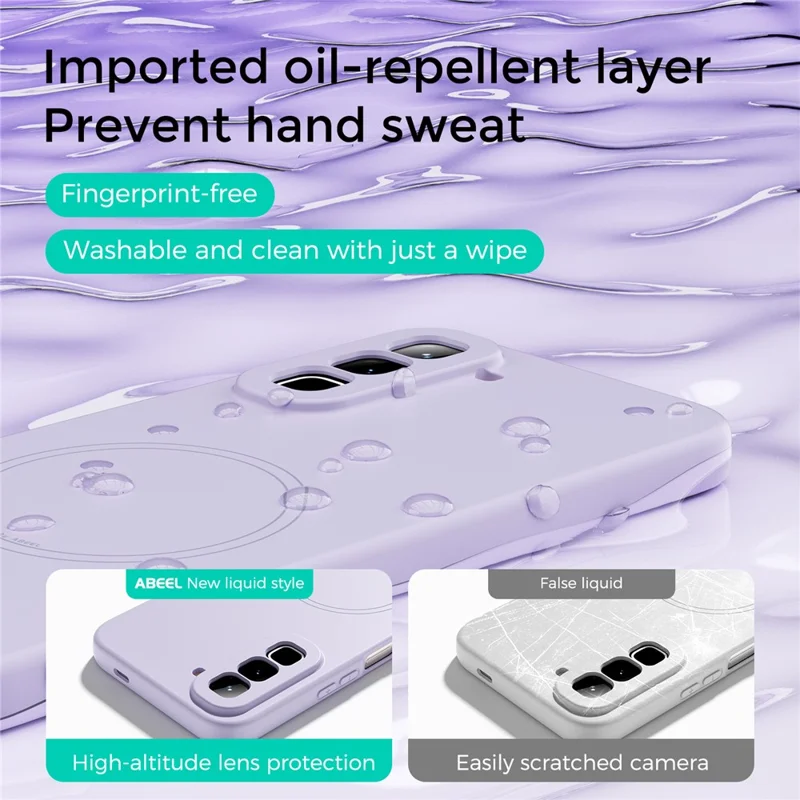 ABEEL Magnetic Case For Infinix Hot 70 Skin Touch Liquid Silicone Phone Back Cover - Purple