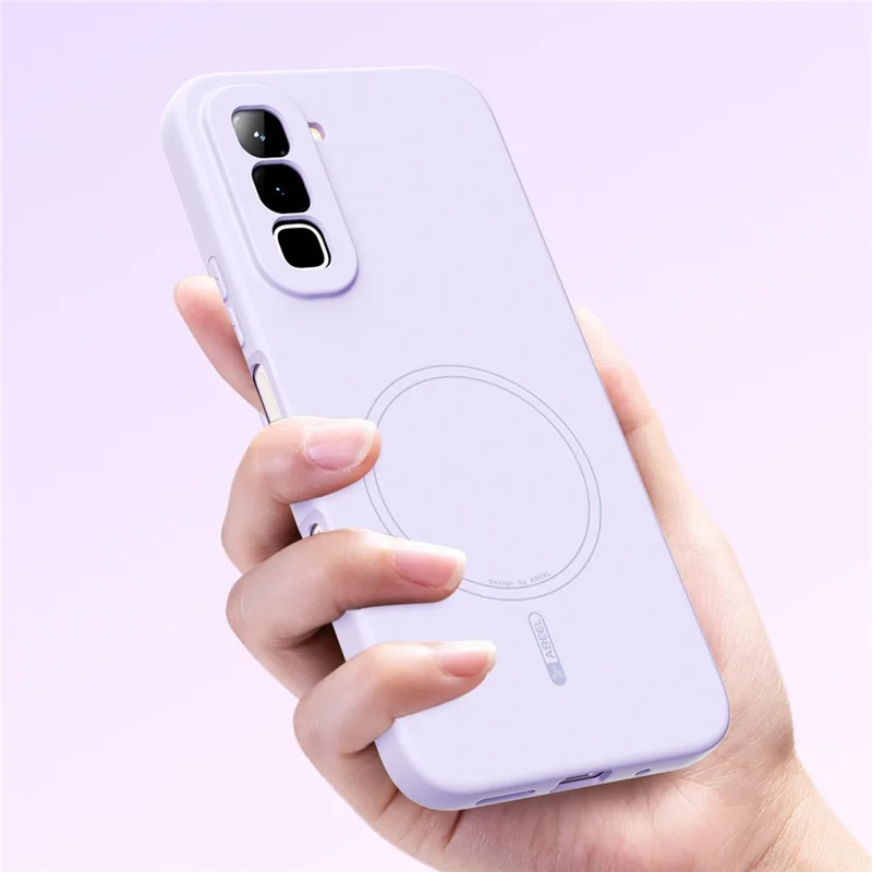 ABEEL Magnetic Case For Infinix Hot 70 Skin Touch Liquid Silicone Phone Back Cover - Purple