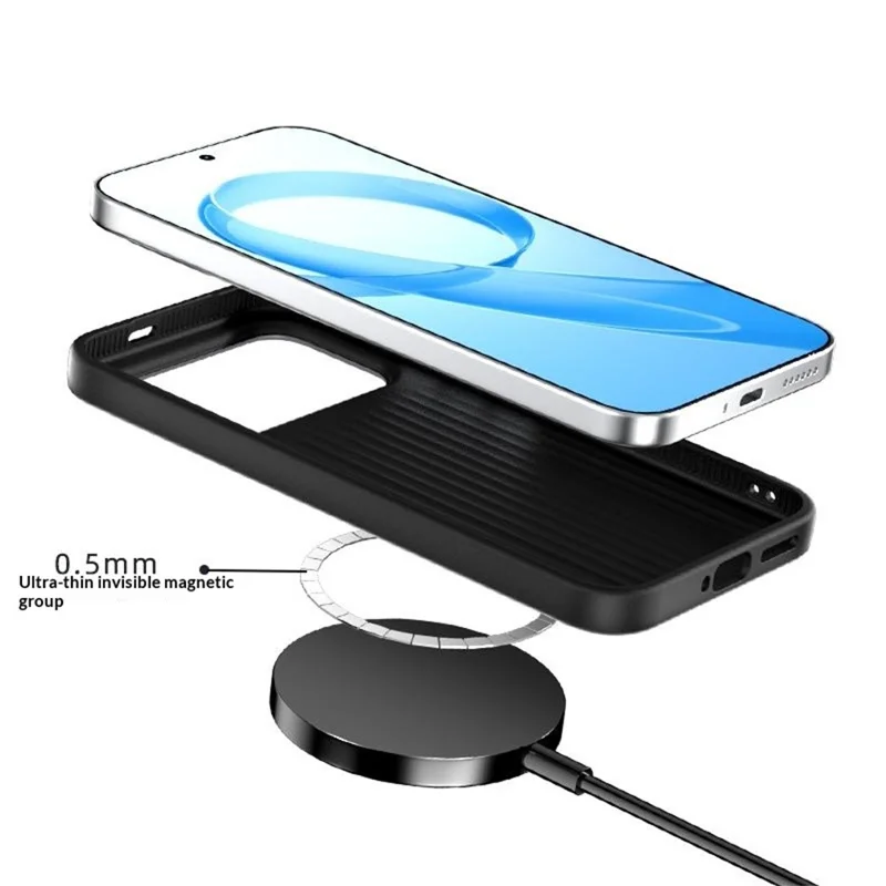 ABEEL Custodia Magnetica per Xiaomi Redmi K90 Max 5G, Rivestimento Posteriore con Texture in Fibra di Carbonio - Nero / Rosso