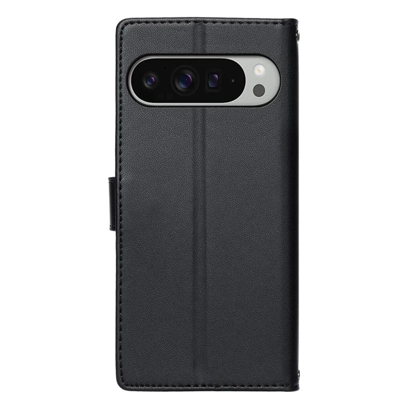 For Google Pixel 9 Pro XL  /  10 Pro XL Case Embossed Totem Leather Flip Wallet Phone Cover with Wrist Strap - Black