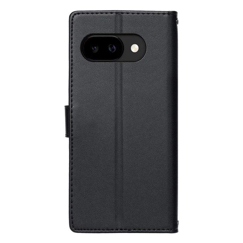For Google Pixel 9a Case Embossed Totem Leather Flip Wallet Phone Cover with Wrist Strap - Black