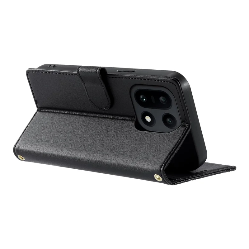 Voor OnePlus 15 5G Hoesje In reliëf gegraveerd Totem Leer Flip Portemonnee Telefoonhoesje met Polsbandje - Zwart