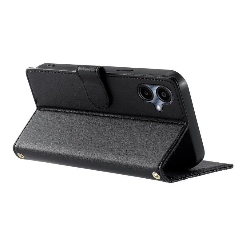 Til Samsung Galaxy A06 4G / A06 5G / A07 5G Hylse med Præget Totem Læder Flip Wallet Telefonbeskyttelse med Håndledsrem - Sort