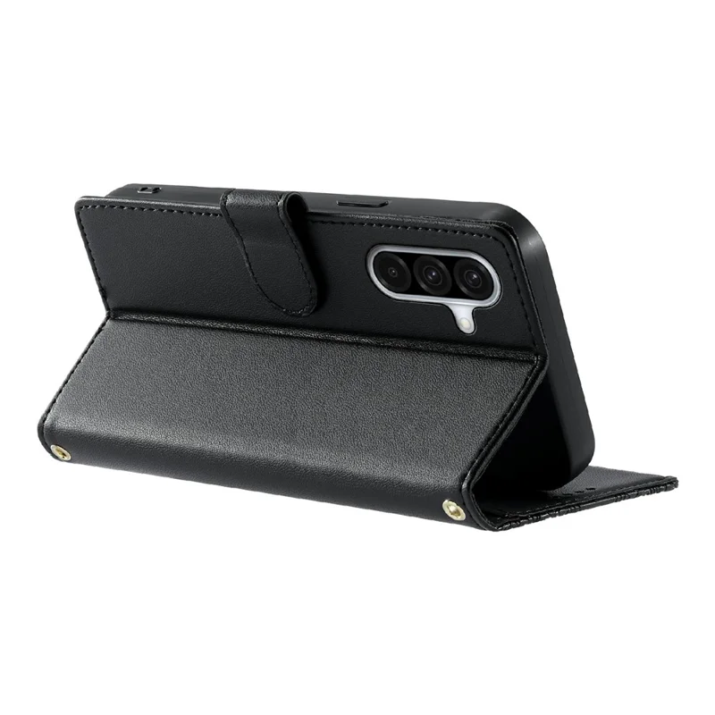 For Samsung Galaxy A36 5G Case Embossed Totem Leather Flip Wallet Phone Cover with Wrist Strap - Black