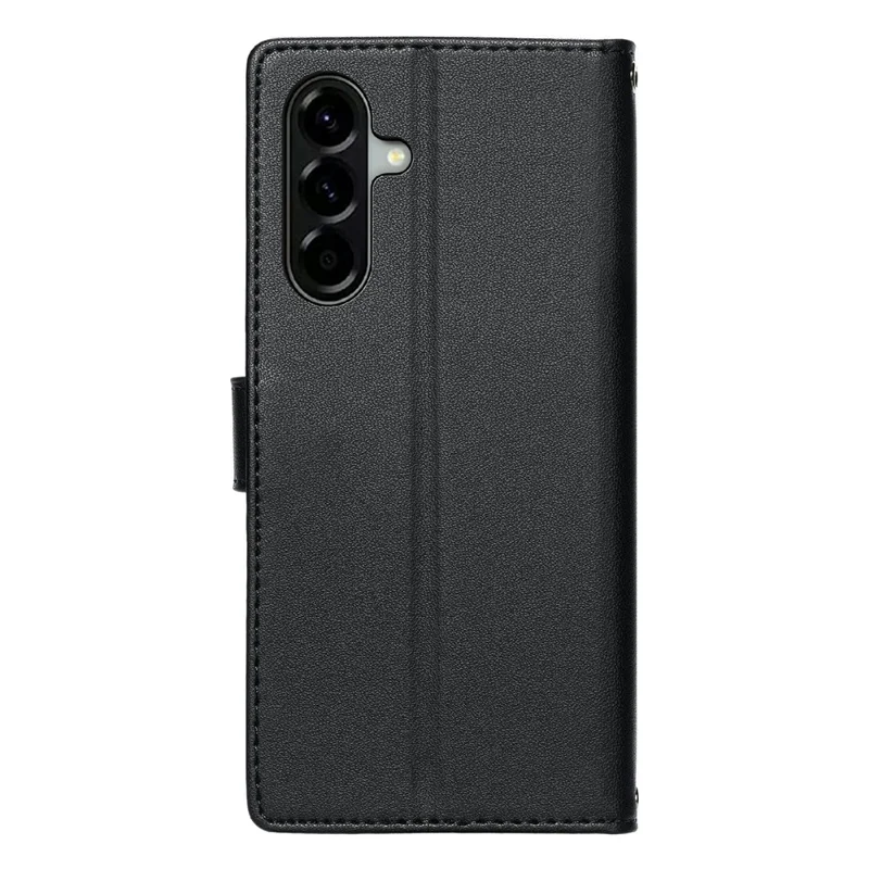 For Samsung Galaxy A57 5G Case Embossed Totem Leather Flip Wallet Phone Cover with Wrist Strap - Black