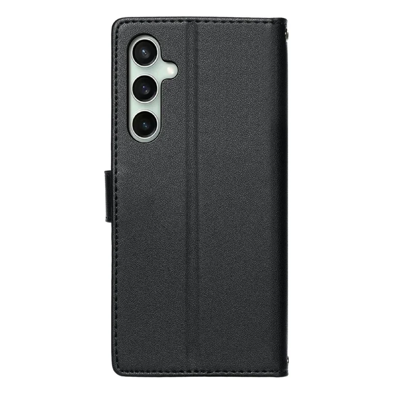 For Samsung Galaxy S24 FE Case Embossed Totem Leather Flip Wallet Phone Cover with Wrist Strap - Black
