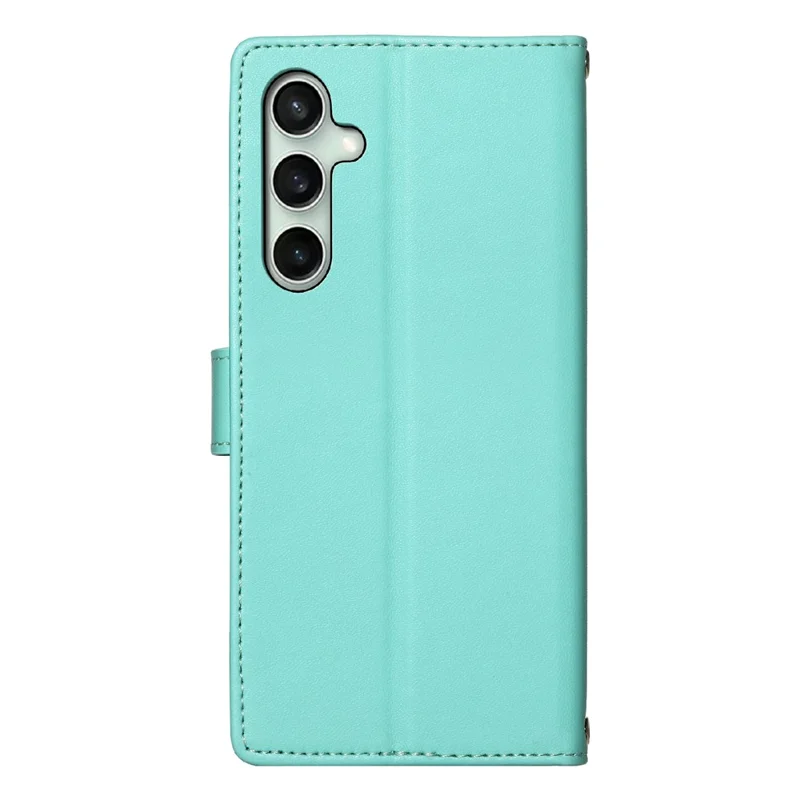 For Samsung Galaxy S24 FE Case Embossed Totem Leather Flip Wallet Phone Cover with Wrist Strap - Baby Blue
