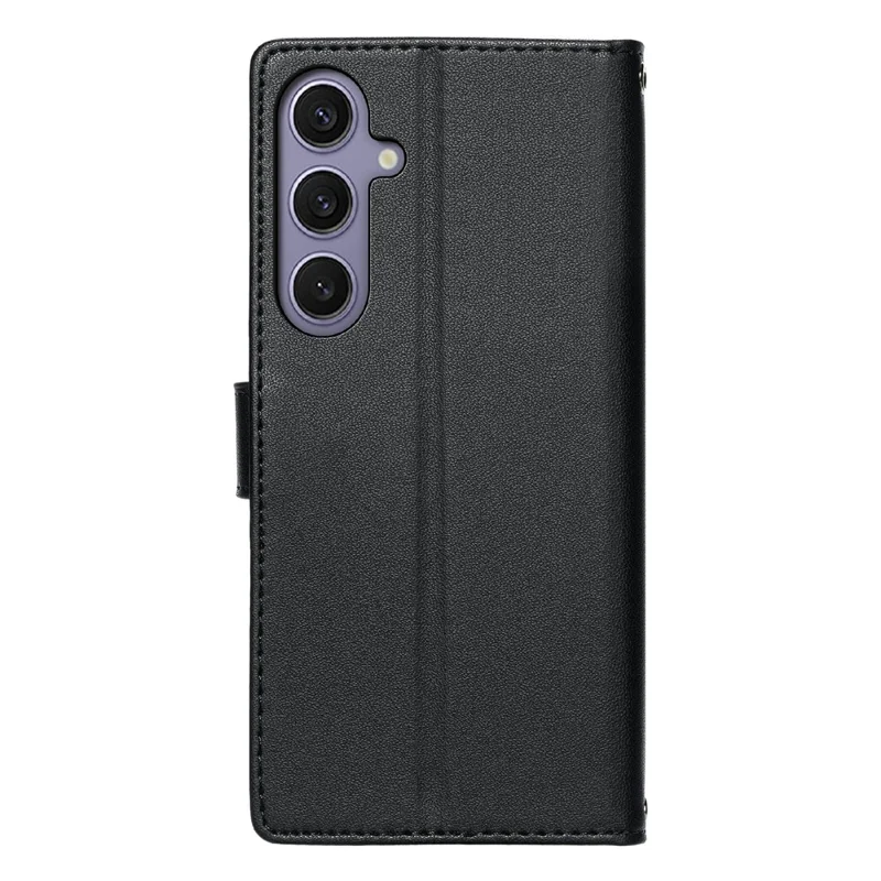 For Samsung Galaxy S24  /  S25 Case Embossed Totem Leather Flip Wallet Phone Cover with Wrist Strap - Black