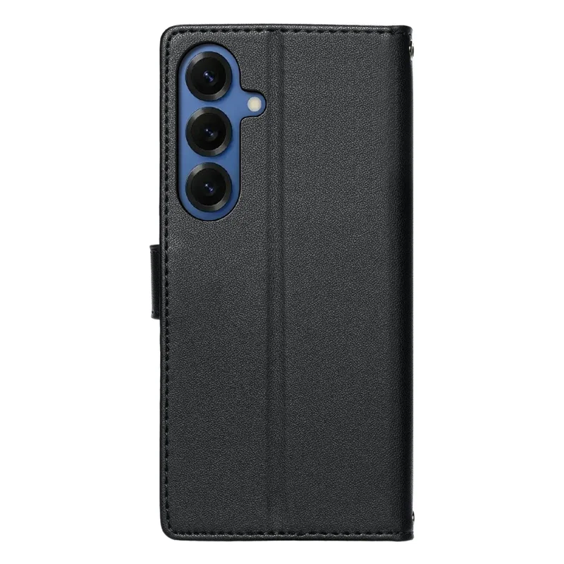 For Samsung Galaxy S26 Case Embossed Totem Leather Flip Wallet Phone Cover with Wrist Strap - Black