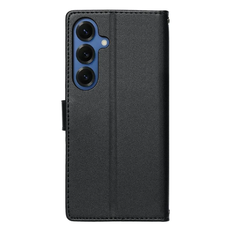 For Samsung Galaxy S26+ Case Embossed Totem Leather Flip Wallet Phone Cover with Wrist Strap - Black