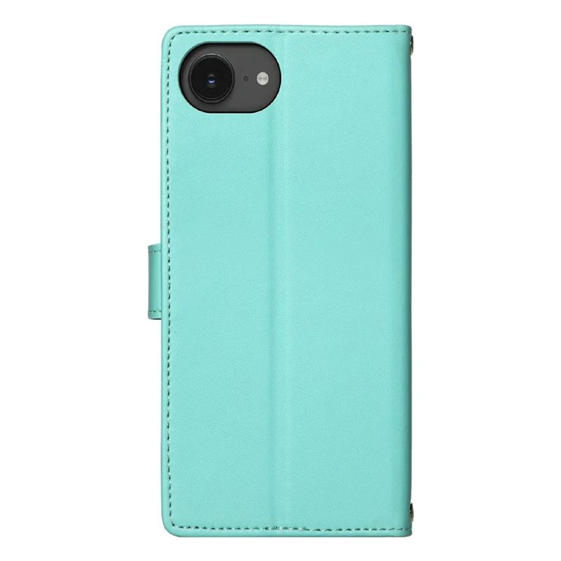 For iPhone 17e  /  16e Case Embossed Totem Leather Flip Wallet Phone Cover with Wrist Strap - Baby Blue