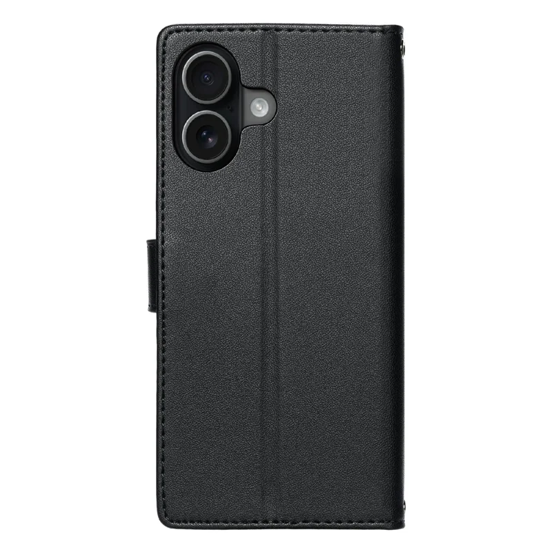 For iPhone 17 Case Embossed Totem Leather Flip Wallet Phone Cover with Wrist Strap - Black