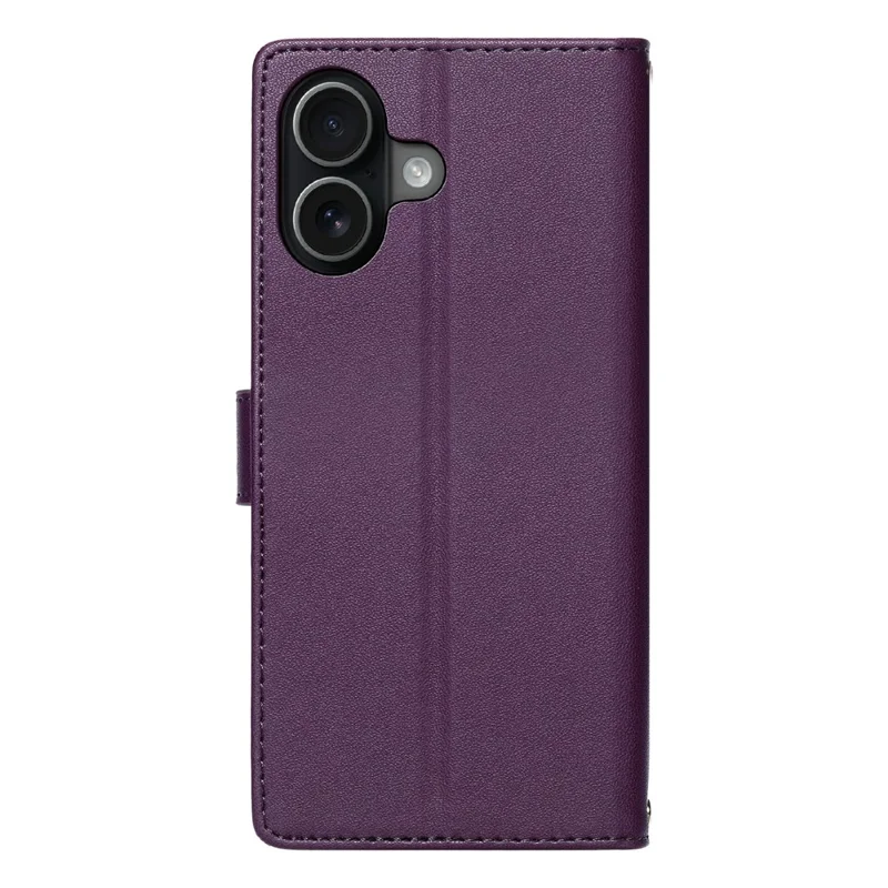 For iPhone 17 Case Embossed Totem Leather Flip Wallet Phone Cover with Wrist Strap - Purple