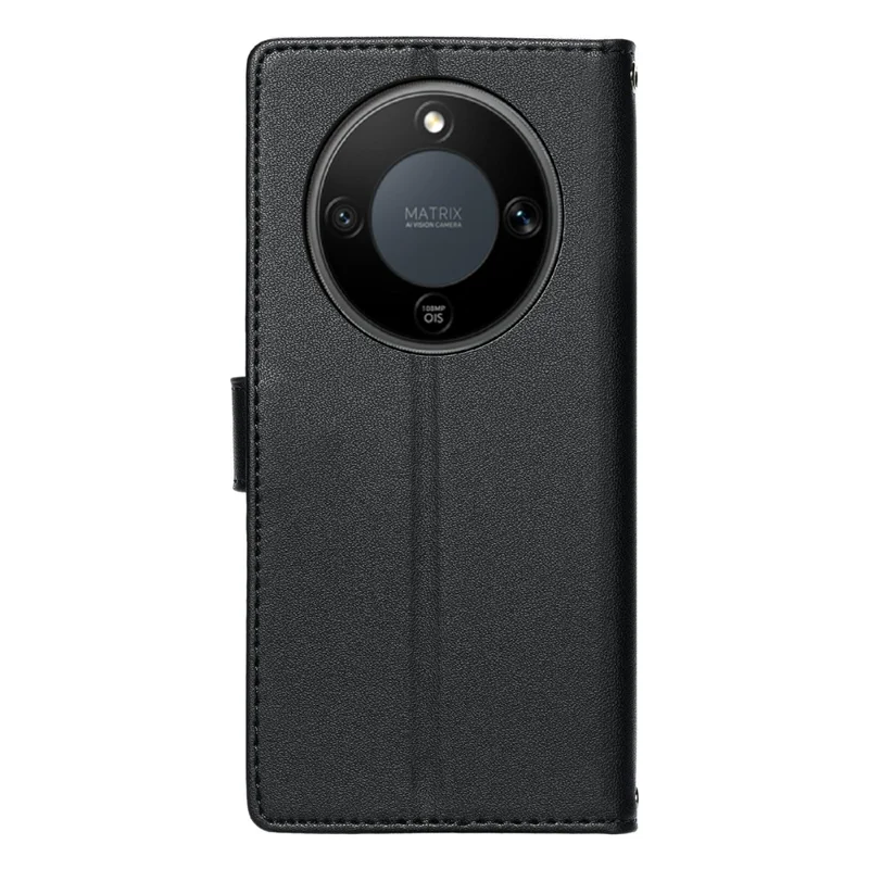 For Honor X70 5G  /  X9d 5G  /  Magic8 Lite 5G Case Embossed Totem Leather Flip Wallet Phone Cover with Wrist Strap - Black