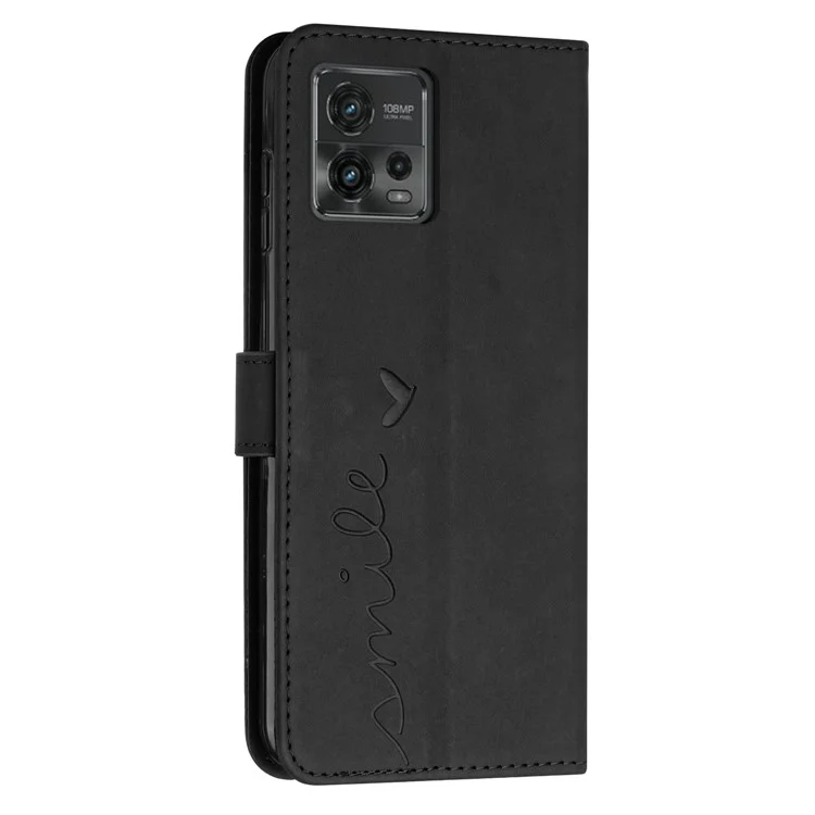 Caixa de Carteira Telefônica Para Motorola Moto G72 4G Skin-touch PU Stand Stand Impresso Shap Shape Cell Tele - Preto