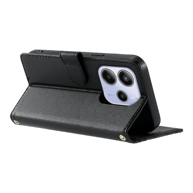 For Xiaomi Redmi Note 14 5G Case Embossed Totem Leather Flip Wallet Phone Cover with Wrist Strap - Black