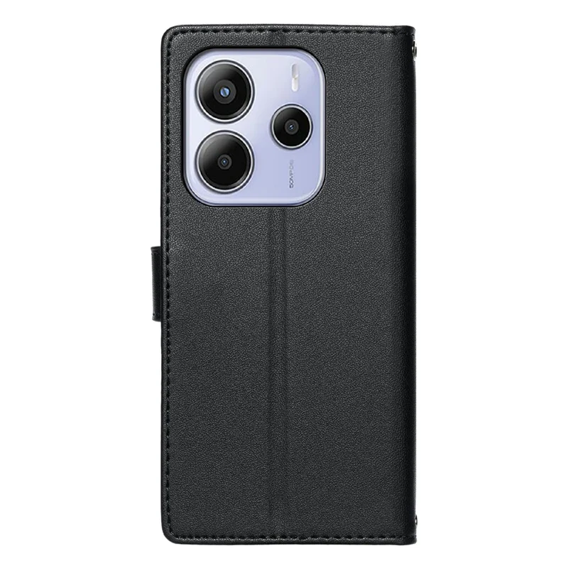 For Xiaomi Redmi Note 14 4G (164.84mm) Case Embossed Totem Leather Flip Wallet Phone Cover with Wrist Strap - Black