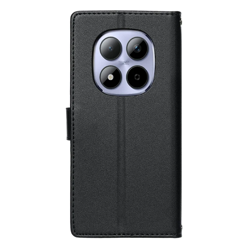 For Xiaomi Redmi Note 15 Pro 5G (Global) Case Embossed Totem Leather Flip Wallet Phone Cover with Wrist Strap - Black