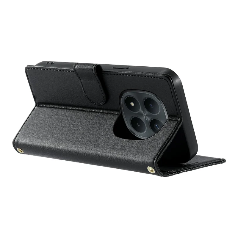For Xiaomi Redmi Note 15 Pro 4G (Global) Case Embossed Totem Leather Flip Wallet Phone Cover with Wrist Strap - Black