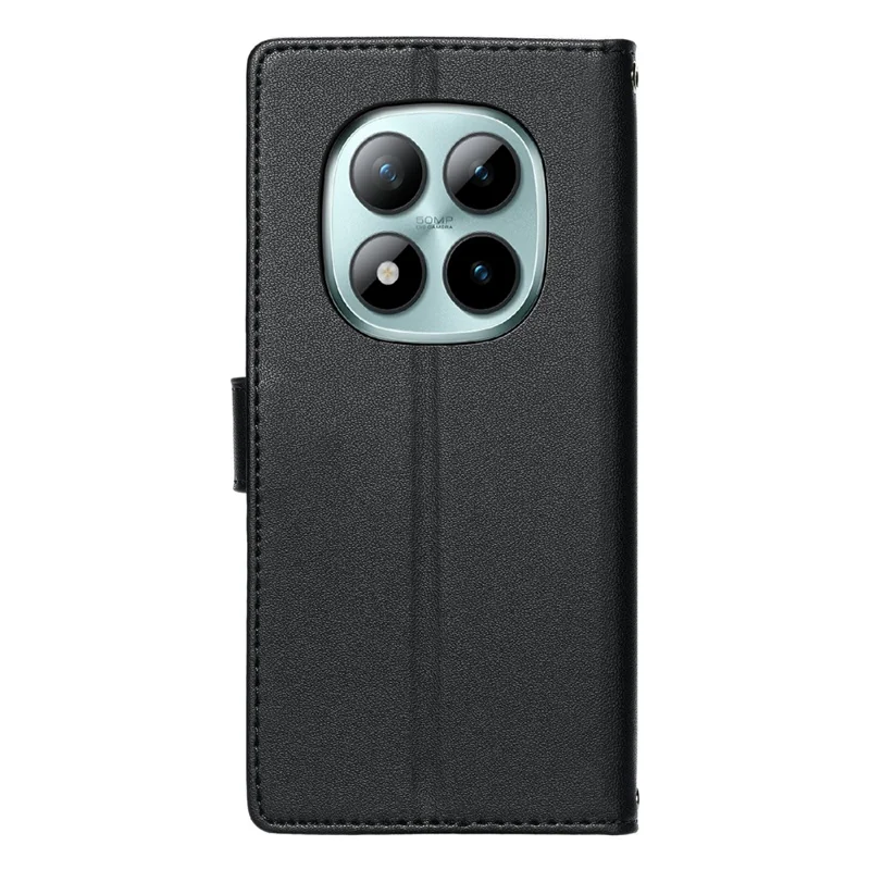 For Xiaomi Redmi Note 15 Pro+ 5G (Global)  /  Poco M8 Pro 5G Case Embossed Totem Leather Flip Wallet Phone Cover with Wrist Strap - Black