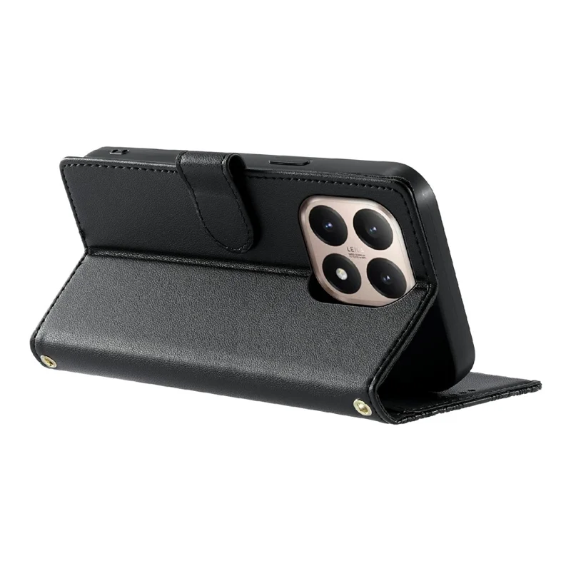 For Xiaomi 15T Case Embossed Totem Leather Flip Wallet Phone Cover with Wrist Strap - Black
