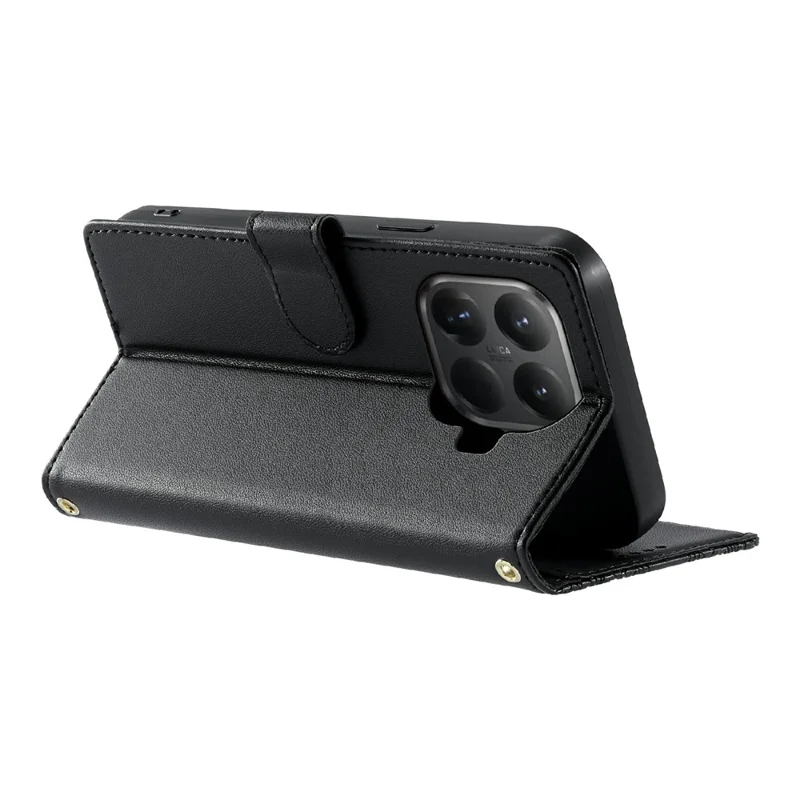 For Xiaomi 15T Pro Case Embossed Totem Leather Flip Wallet Phone Cover with Wrist Strap - Black