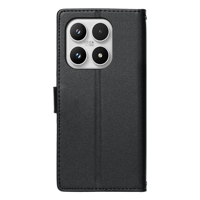 For Xiaomi 17 Case Embossed Totem Leather Flip Wallet Phone Cover with Wrist Strap - Black