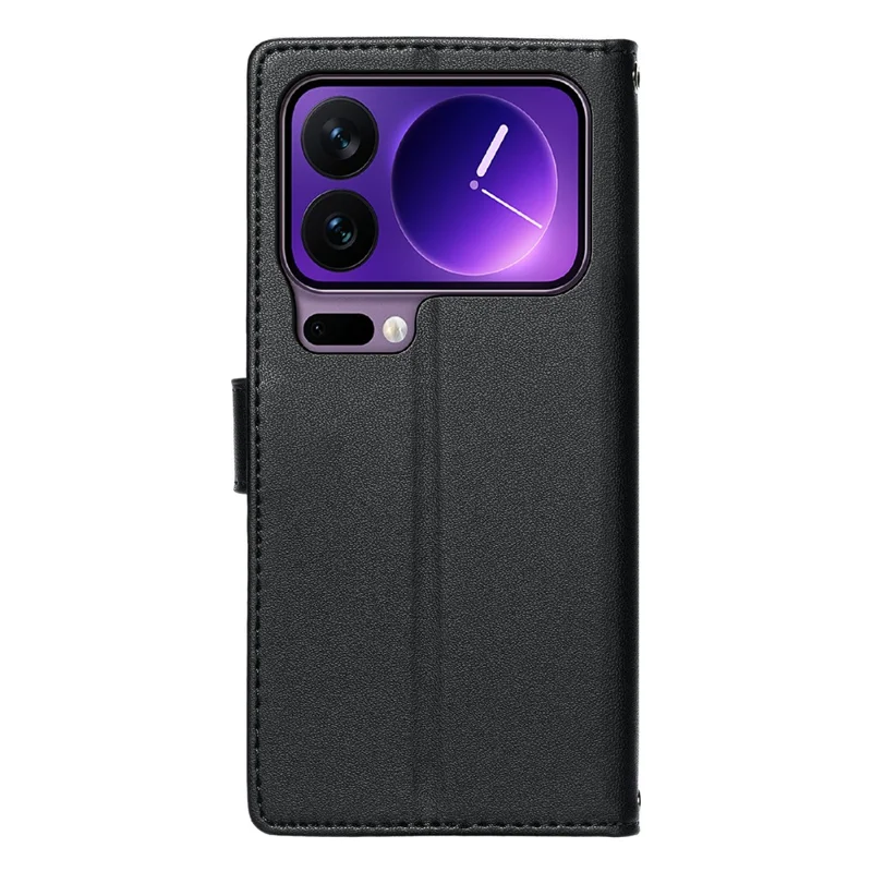 For Xiaomi 17 Pro Case Embossed Totem Leather Flip Wallet Phone Cover with Wrist Strap - Black