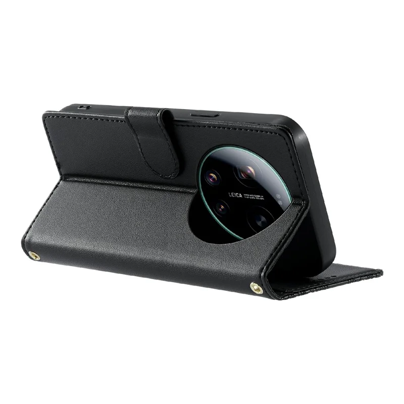 For Xiaomi 17 Ultra 5G Case Embossed Totem Leather Flip Wallet Phone Cover with Wrist Strap - Black