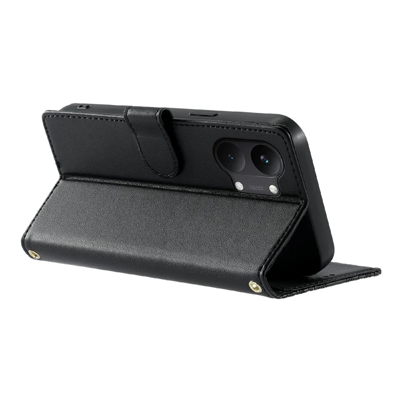 For Xiaomi Poco X8 Pro Max 5G Case Embossed Totem Leather Flip Wallet Phone Cover with Wrist Strap - Black