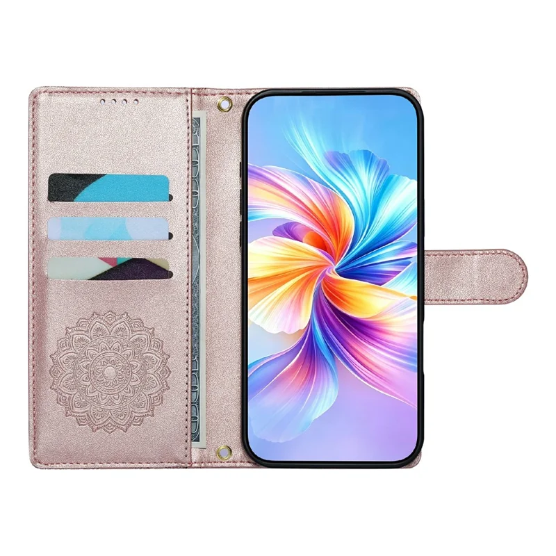 For Xiaomi Poco X8 Pro Max 5G Case Embossed Totem Leather Flip Wallet Phone Cover with Wrist Strap - Pink