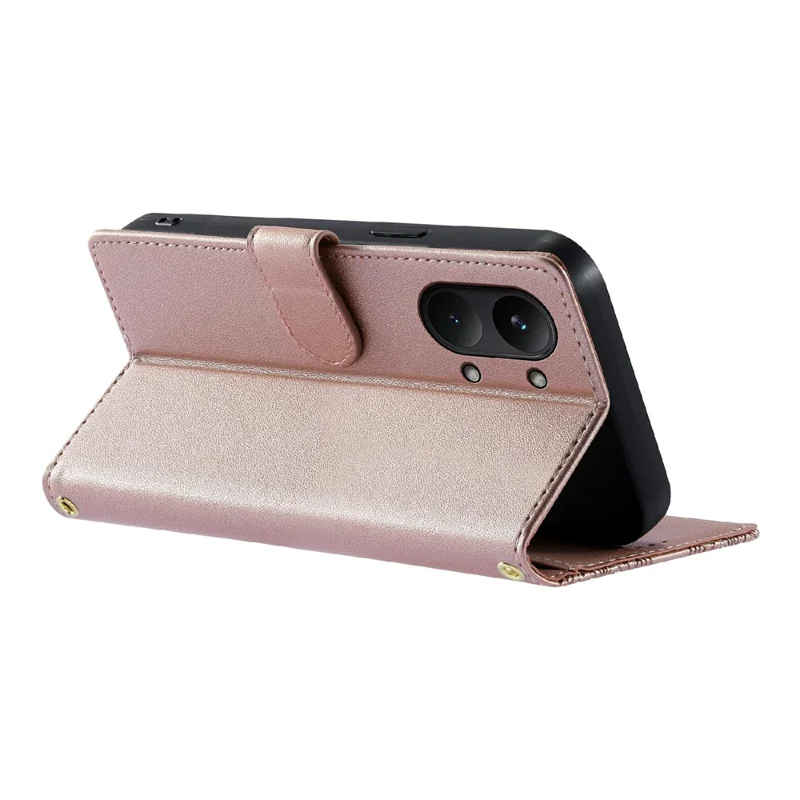 For Xiaomi Poco X8 Pro Max 5G Case Embossed Totem Leather Flip Wallet Phone Cover with Wrist Strap - Pink