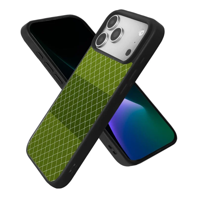 EYCASE for iPhone 17 Pro Max Magnetic Case Football Theme TPU + Acrylic Shockproof Phone Cover - Green Pitch Net