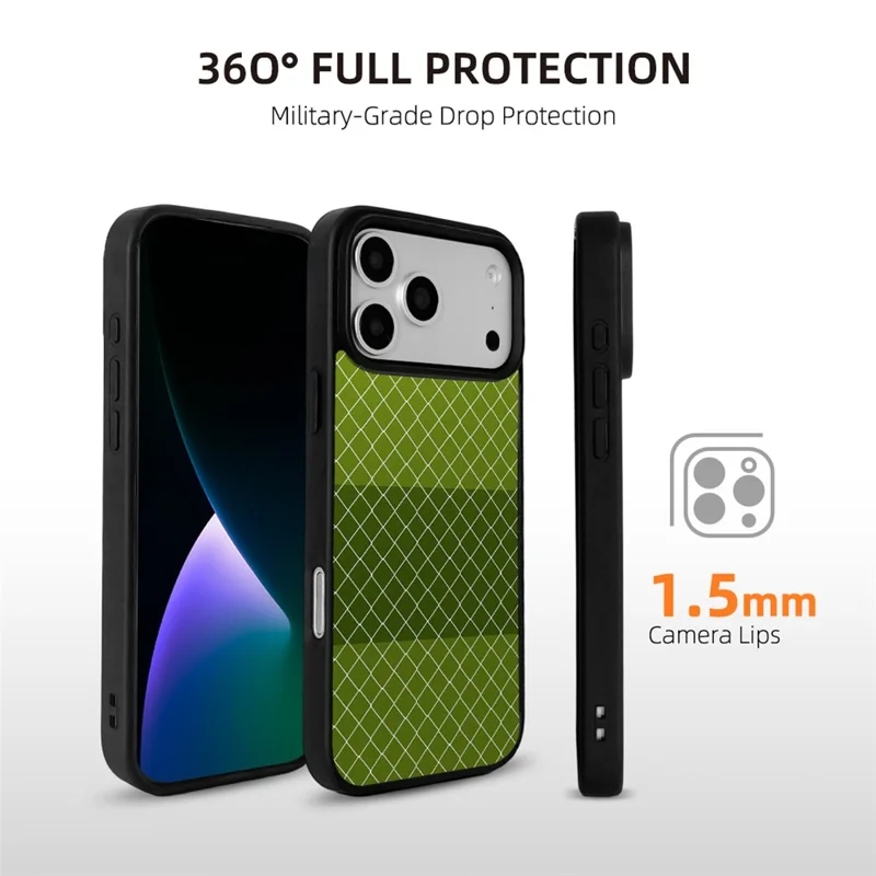 EYCASE for iPhone 17 Pro Max Magnetic Case Football Theme TPU + Acrylic Shockproof Phone Cover - Green Pitch Net
