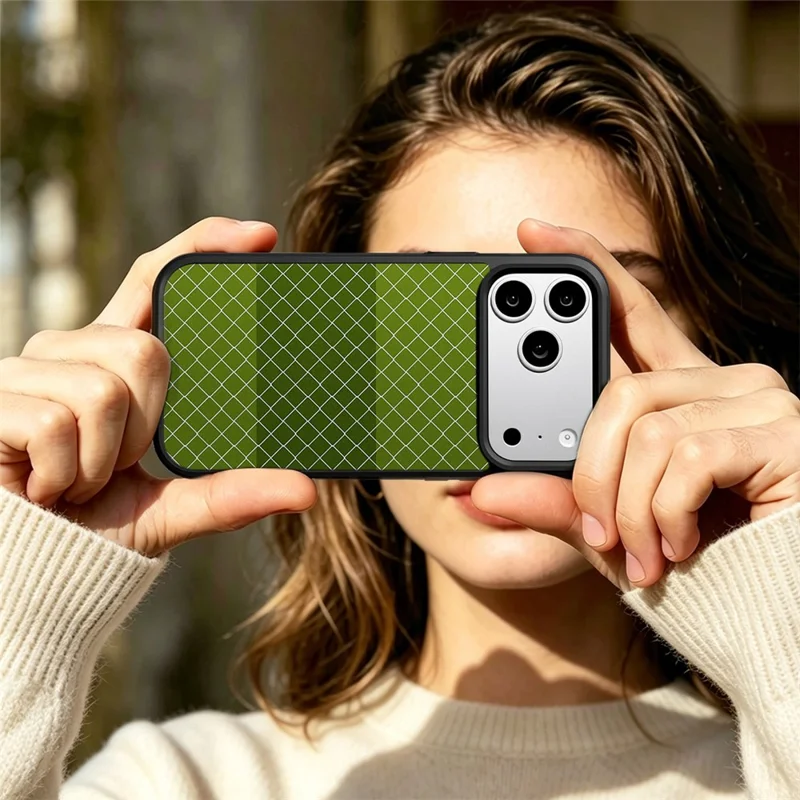 EYCASE for iPhone 17 Pro Max Magnetic Case Football Theme TPU + Acrylic Shockproof Phone Cover - Green Pitch Net