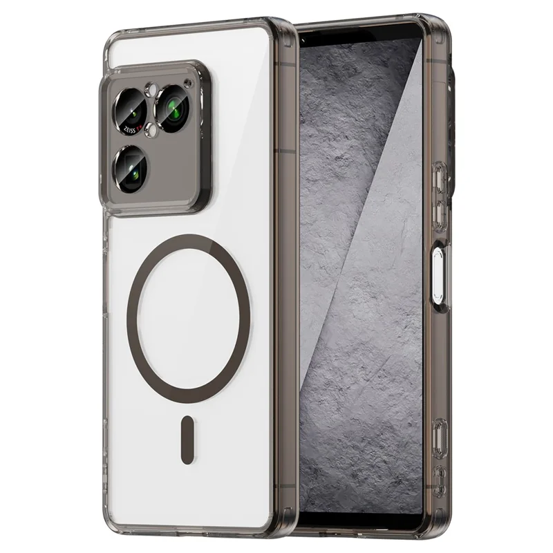 Voor Sony Xperia 1 VIII magnetische hoes duidelijke PC + TPU stootvrije telefoon achterkant - transparant zwart