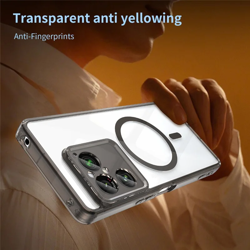 Voor Sony Xperia 1 VIII magnetische hoes duidelijke PC + TPU stootvrije telefoon achterkant - transparant zwart