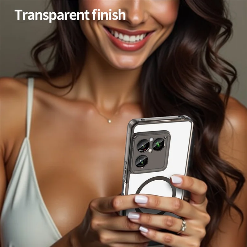 Voor Sony Xperia 1 VIII magnetische hoes duidelijke PC + TPU stootvrije telefoon achterkant - transparant zwart