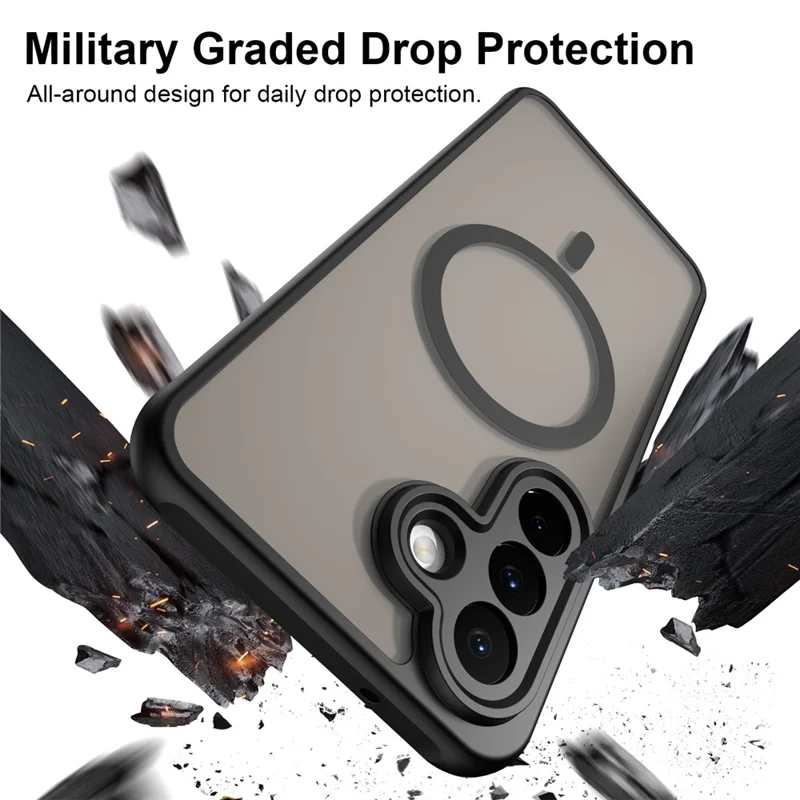 For Samsung Galaxy A27 Magnetic Case Anti Drop Matte PC + TPU Phone Cover - Black