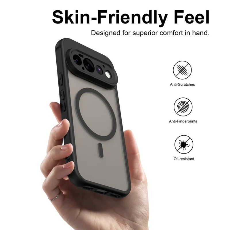 Voor Google Pixel 11 Pro Magnetische Hoes Anti-drop Matte PC + TPU Telefoonhoes - Zwart