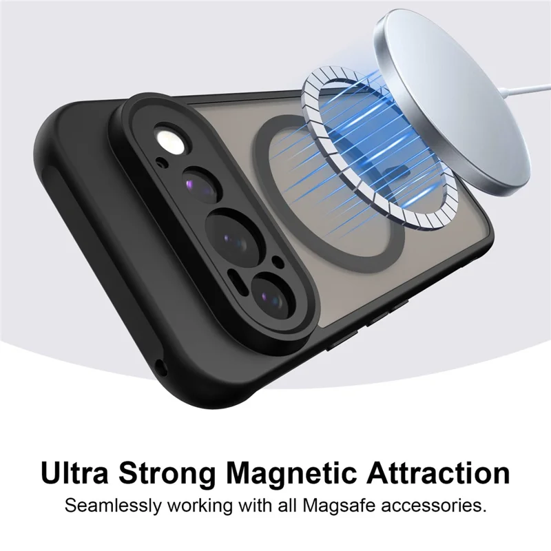 Voor Google Pixel 11 Pro Magnetische Hoes Anti-drop Matte PC + TPU Telefoonhoes - Zwart