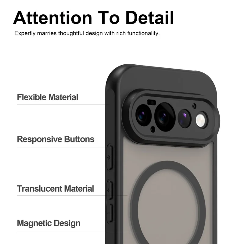 Voor Google Pixel 11 Pro Magnetische Hoes Anti-drop Matte PC + TPU Telefoonhoes - Zwart