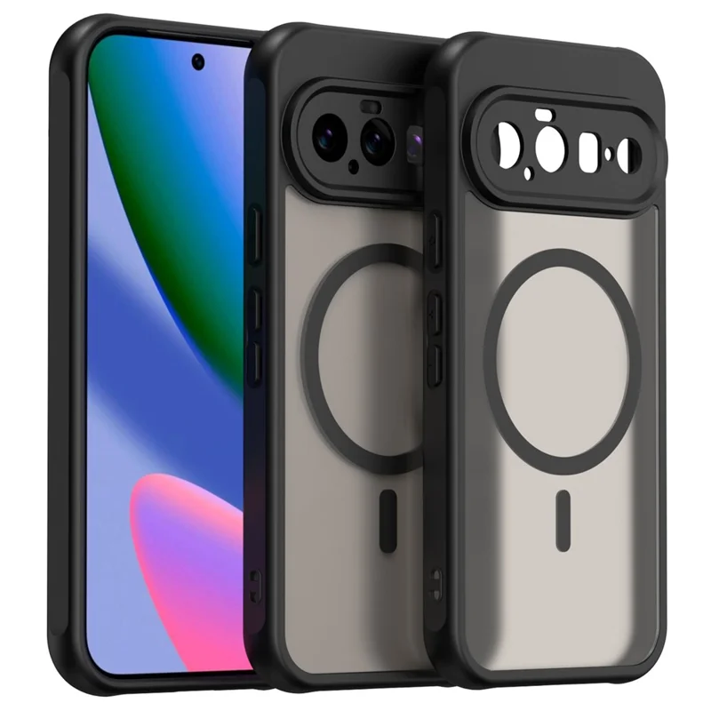 Voor Google Pixel 11 Pro XL Magnetische Behuizing Anti-Val Mat PC + TPU Telefoonhoes - Zwart