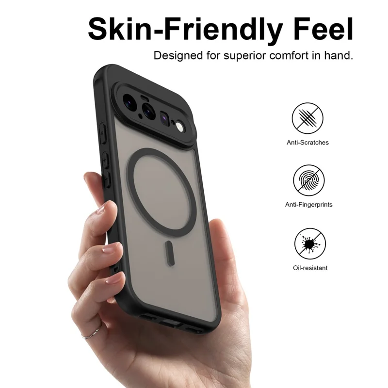 Voor Google Pixel 11 Pro XL Magnetische Behuizing Anti-Val Mat PC + TPU Telefoonhoes - Zwart