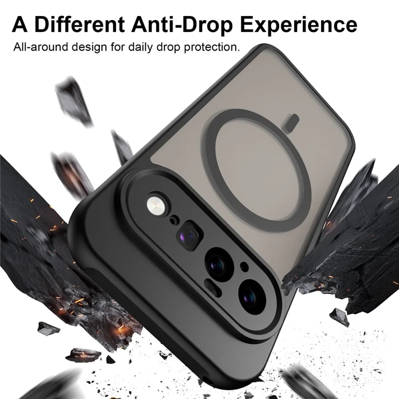 Voor Google Pixel 11 Pro XL Magnetische Behuizing Anti-Val Mat PC + TPU Telefoonhoes - Zwart