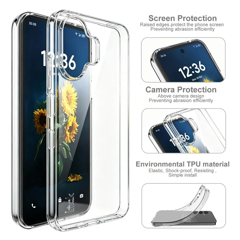 IMAK Série UX-10 pour TCL NxtPaper 70 Pro 5G Étui de Téléphone Transparent Arrière Souple en TPU - Transparent