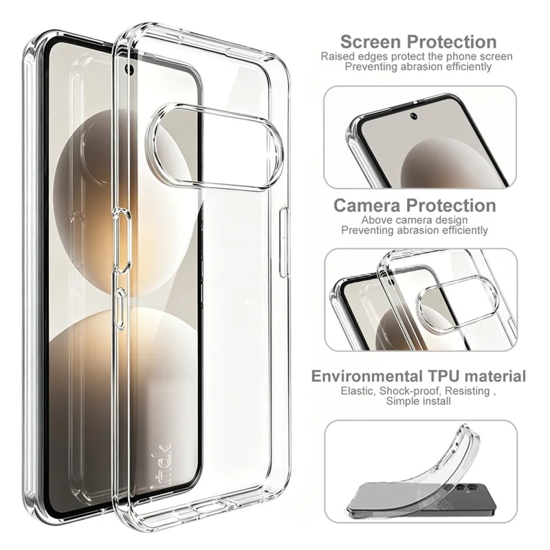 IMAK UX-10 Serie voor Natural AI Telefoon Hoesje Zachte TPU Mobiele Achterkant - Transparant