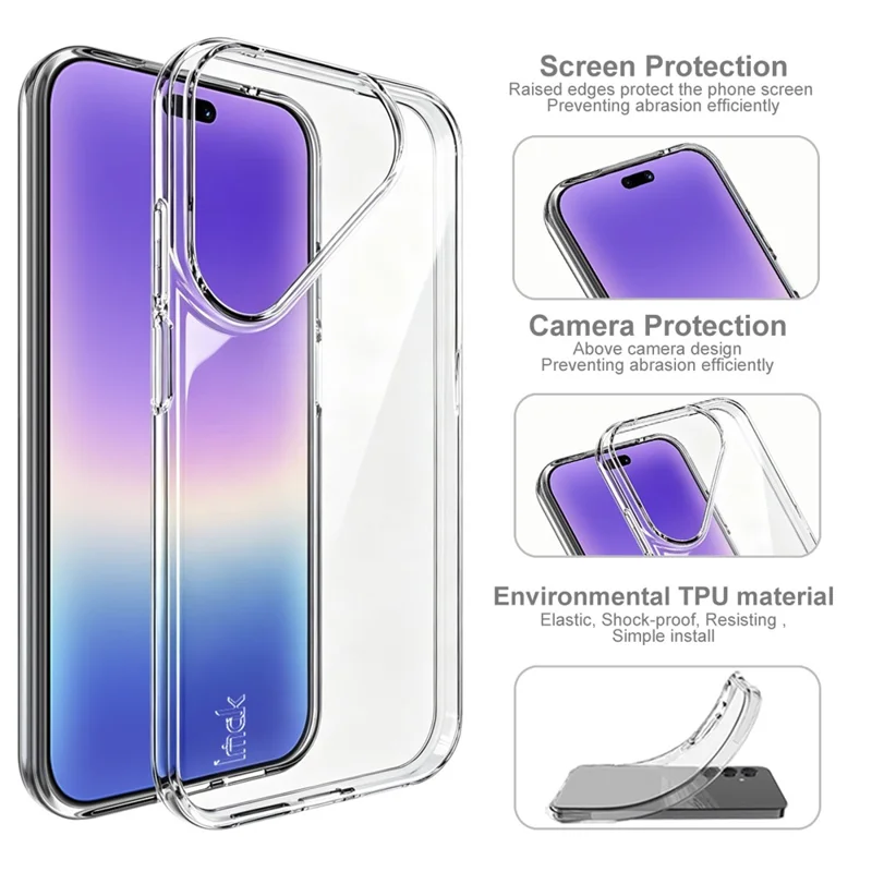 IMAK UX-10 Seria Na Obudowę Tylną Telefonu Huawei Pura 90 Miękka Obudowa TPU - Przezroczysta